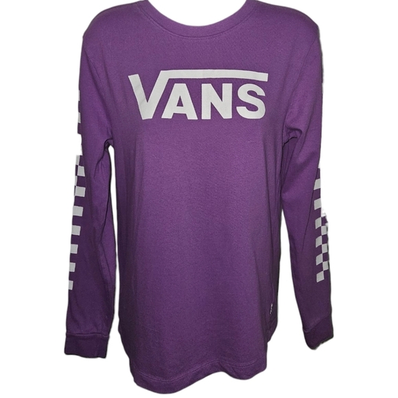 Vans Logo Printed Checkered Long Sleeve Top - Picture 1 of 2